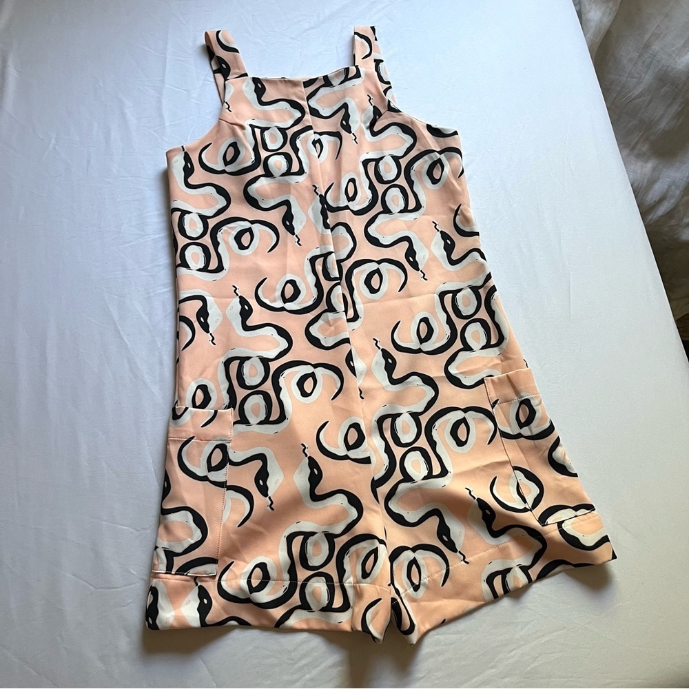 Dazey LA Peach and Black Abstract Jumpsuit